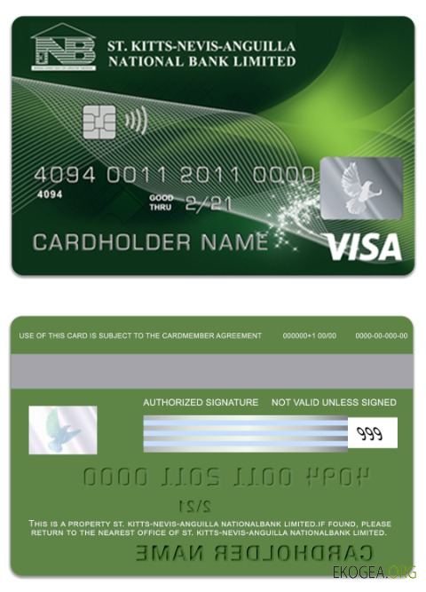 Carte de débit visa Saint Kitts et Nevis National Bank Limited